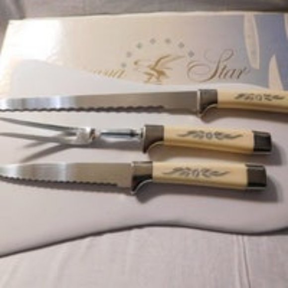 Vintage Regent Sheffield Americana Star Cutlery Carving Set - Picture 5 of 8